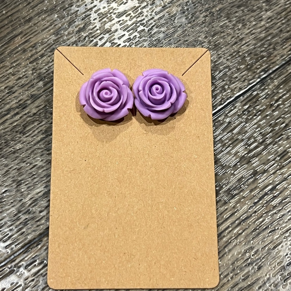 Purple Rose Stud Earrings